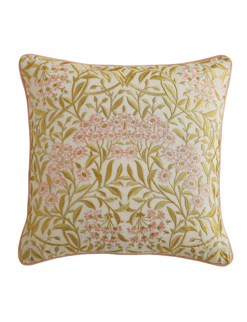William Morris Michaelmas Daisy embroidered cushion 43x43cm - British product