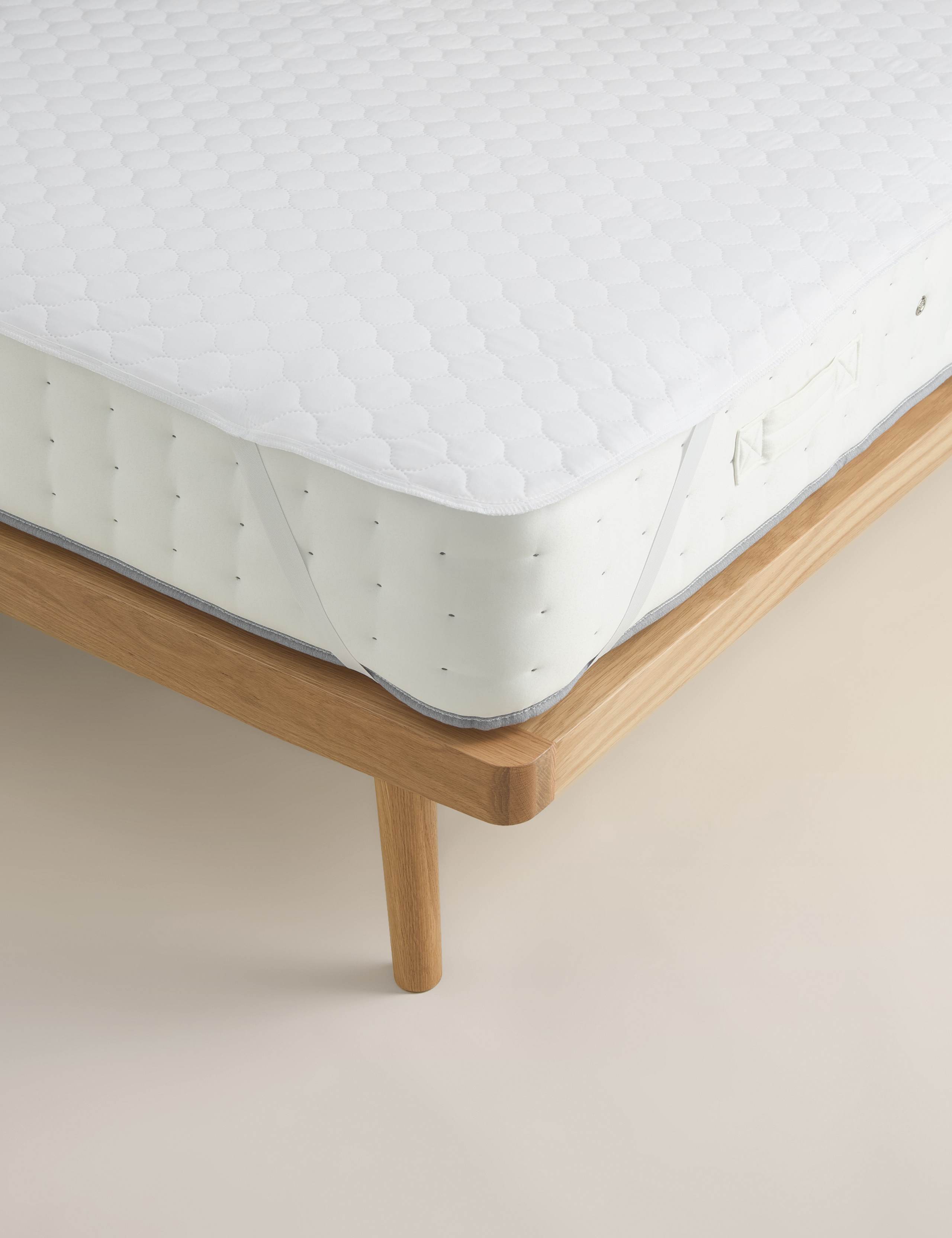 Microfibre mattress protector fitting mattresses up to 30cm deep, imported from the UK