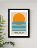 East End Prints Mid Century Sun Bauhaus framed art print, medium-sized, imported from the UK