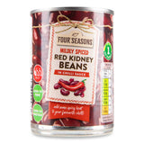 Can of mildly spiced red kidney beans in chilli sauce, UK version