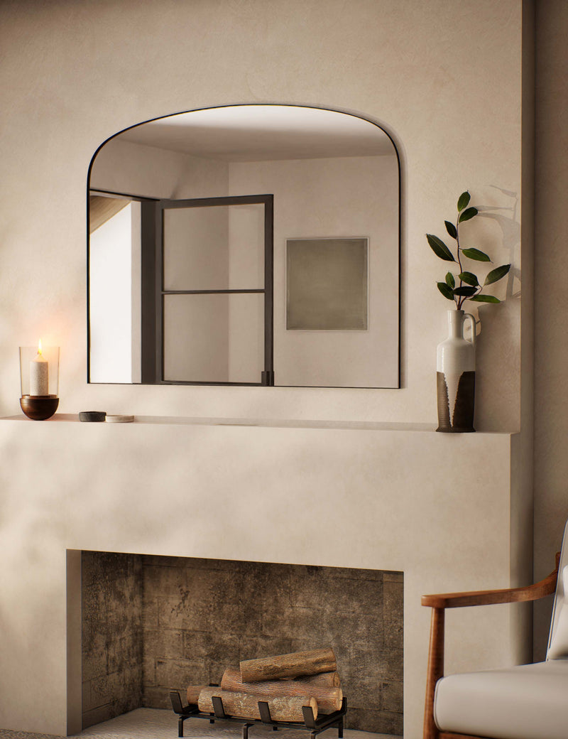 Milan large arched over mantel mirror, imported from the UK