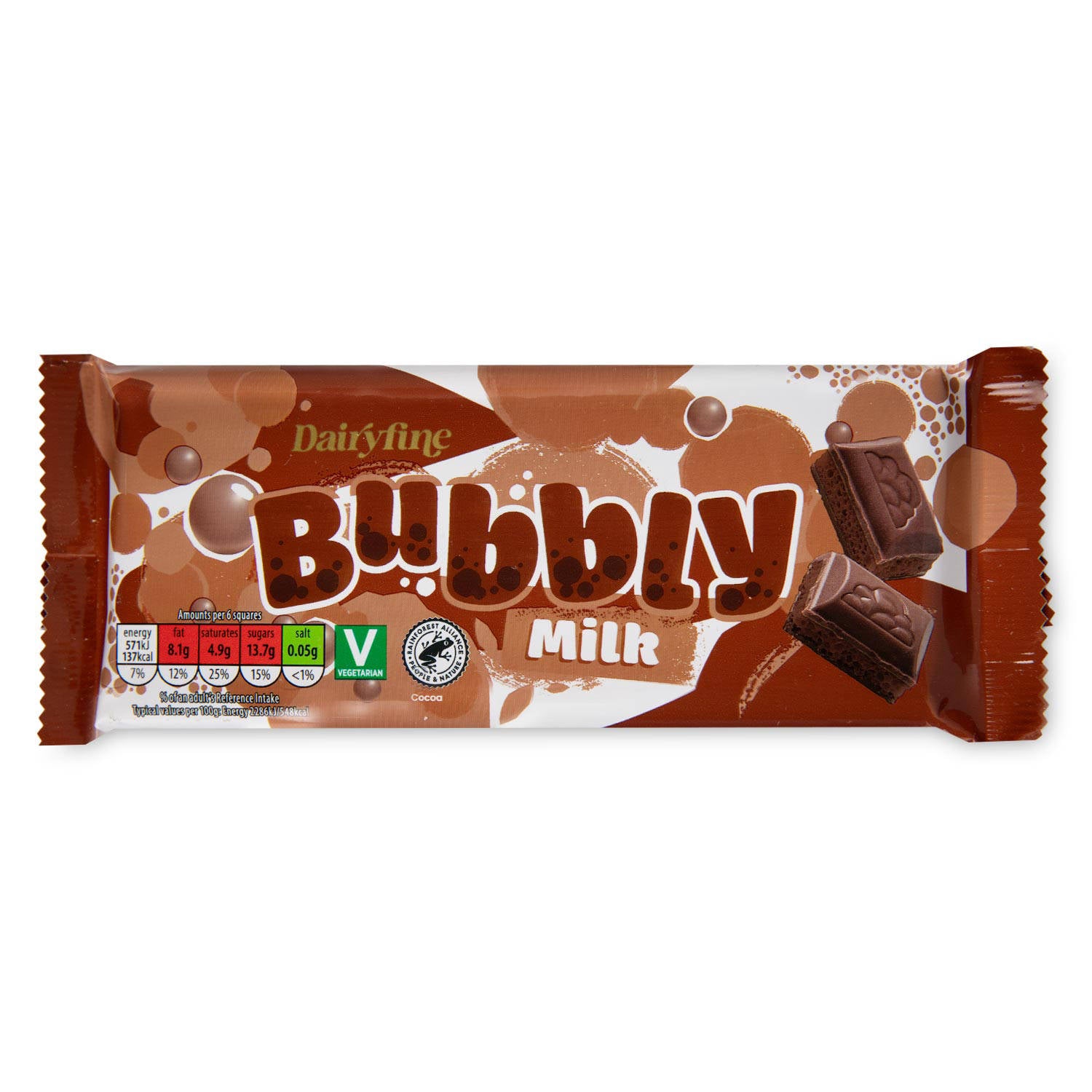 Milk chocolate bubbly bar with air bubbles, UK version