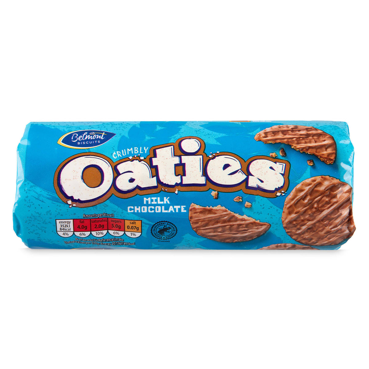 Milk chocolate crumbly oaties gluten free biscuits, UK version