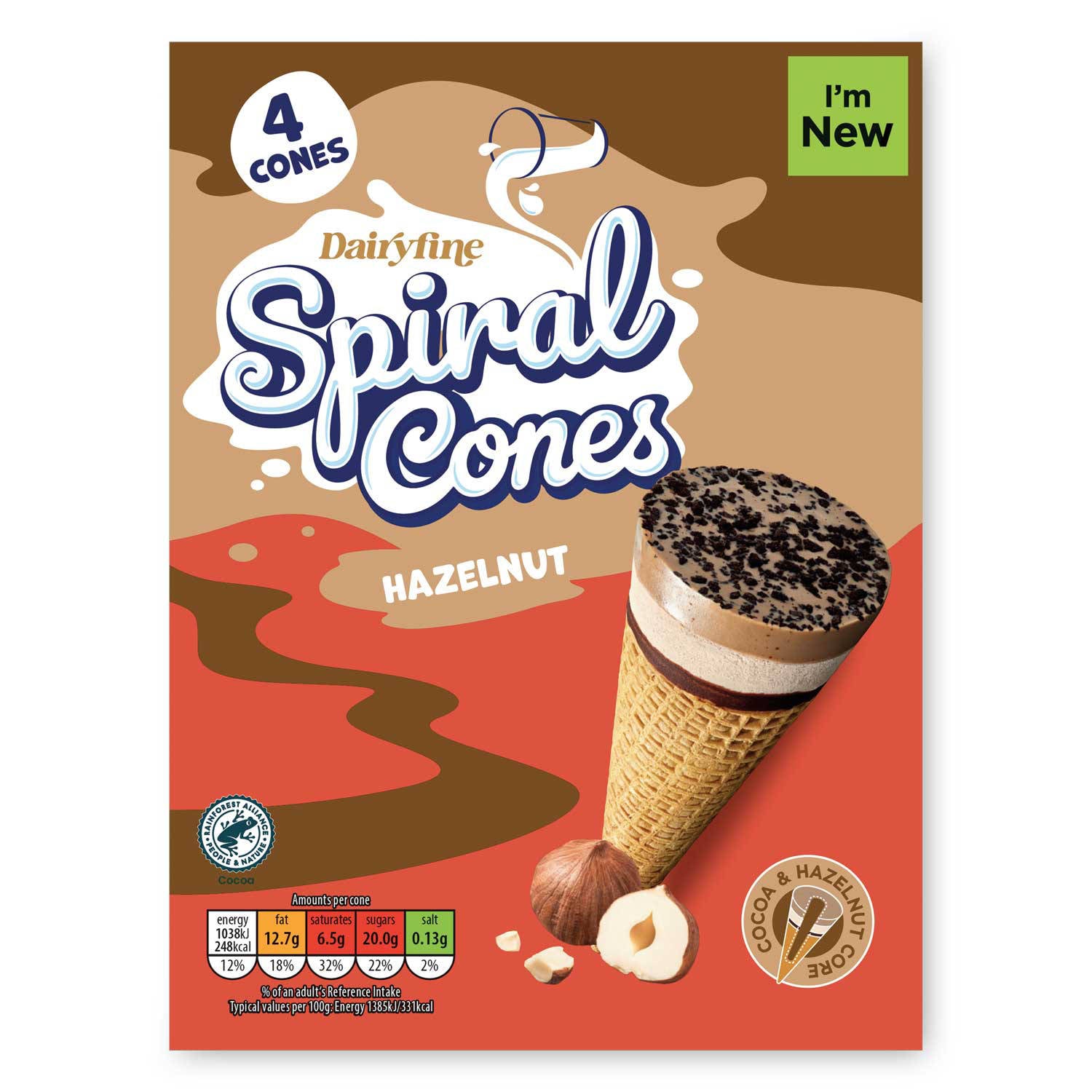 Milk chocolate spirals and cones sweet treats, UK version