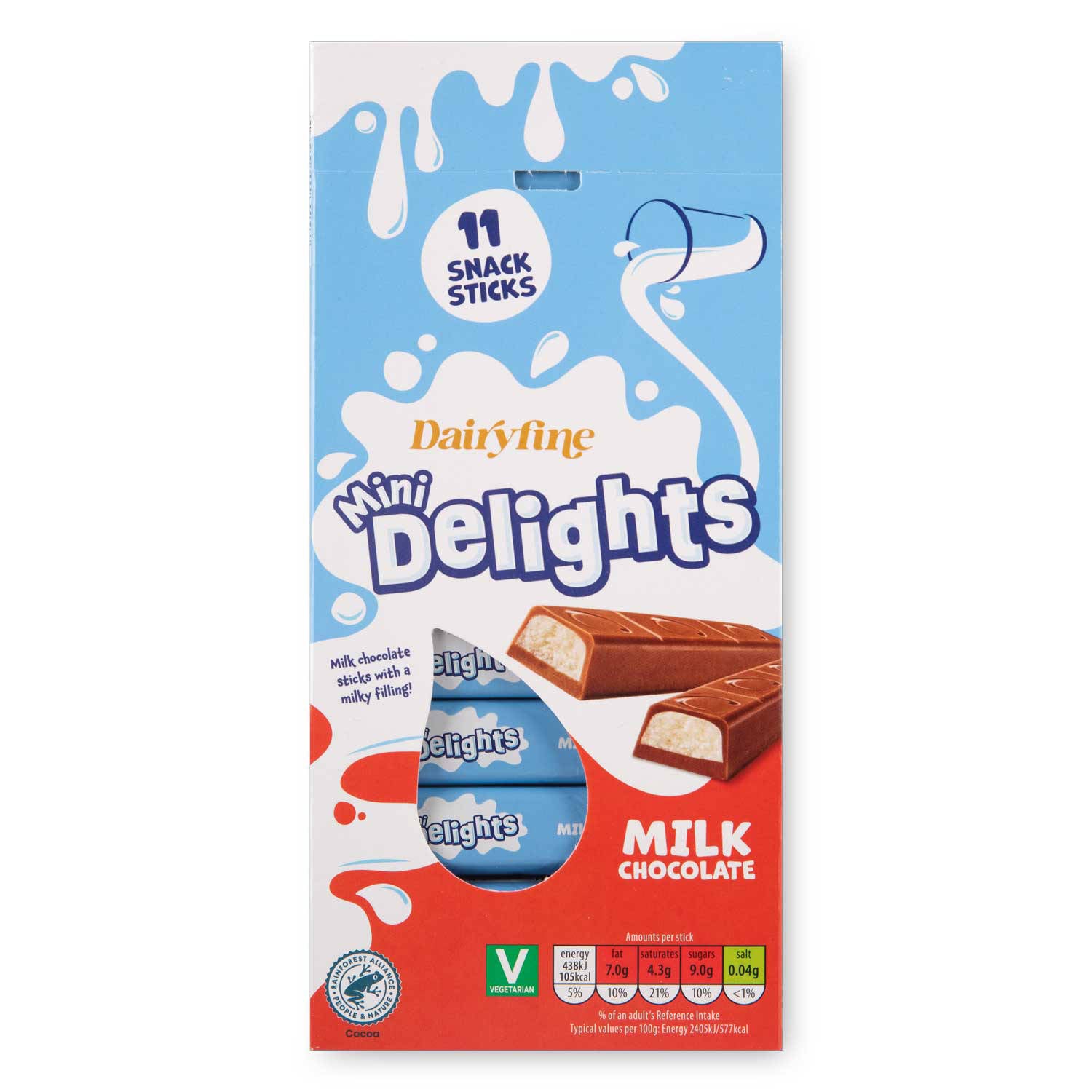 Milk chocolate sticks with rich filling 11 pack - British product