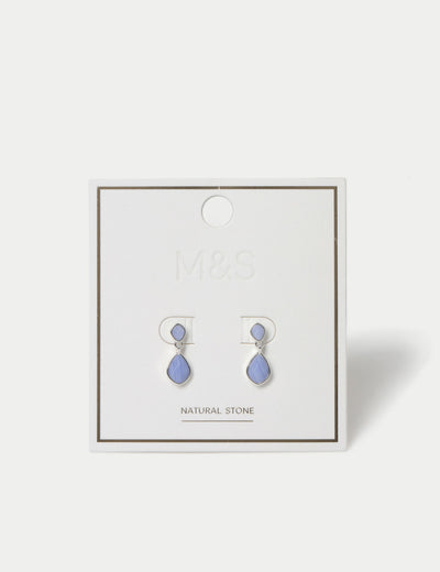 M&S Collection Mini Blue Lace Agate Drop Earrings