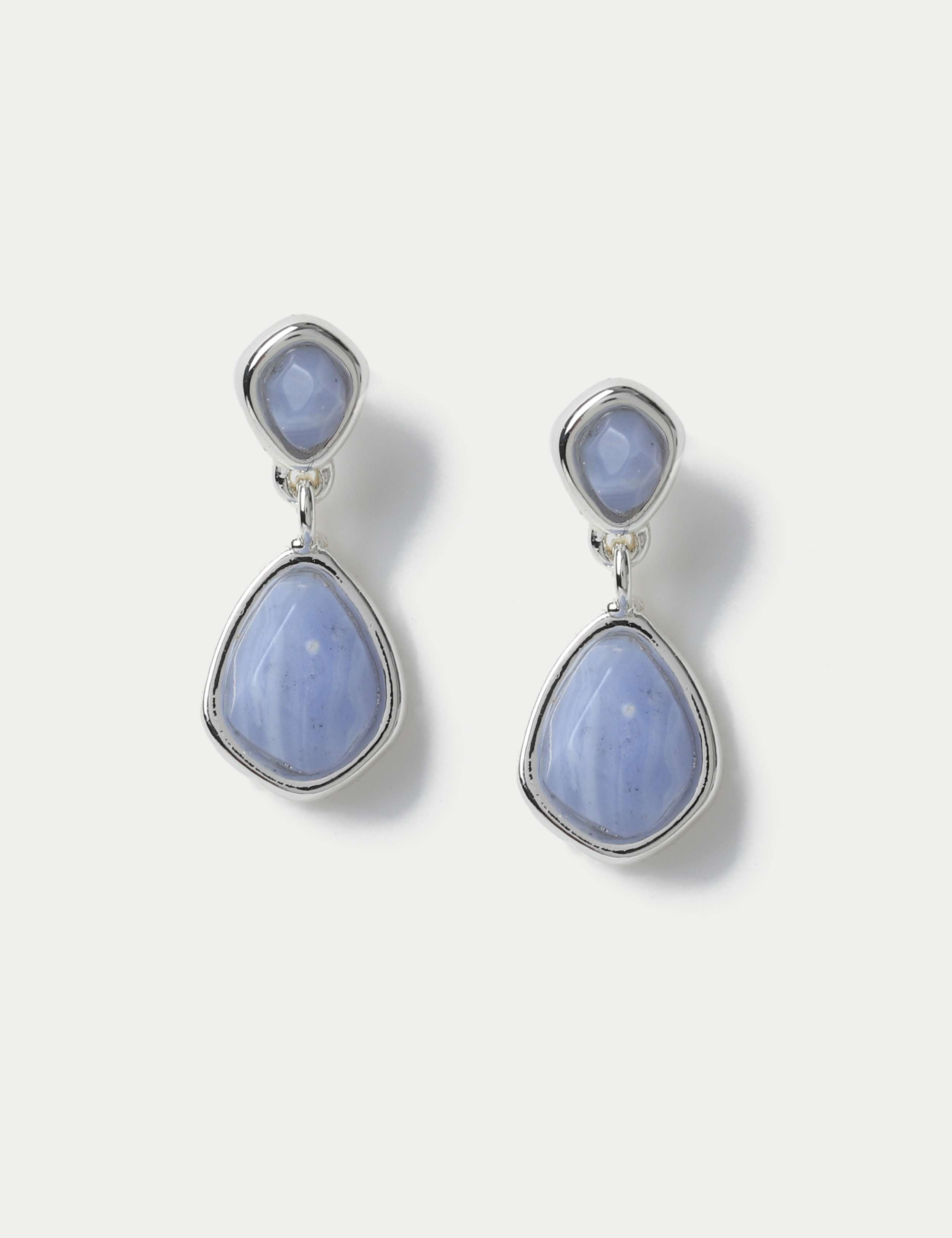 M&S Collection blue lace agate earrings 19mm length, imported from the UK
