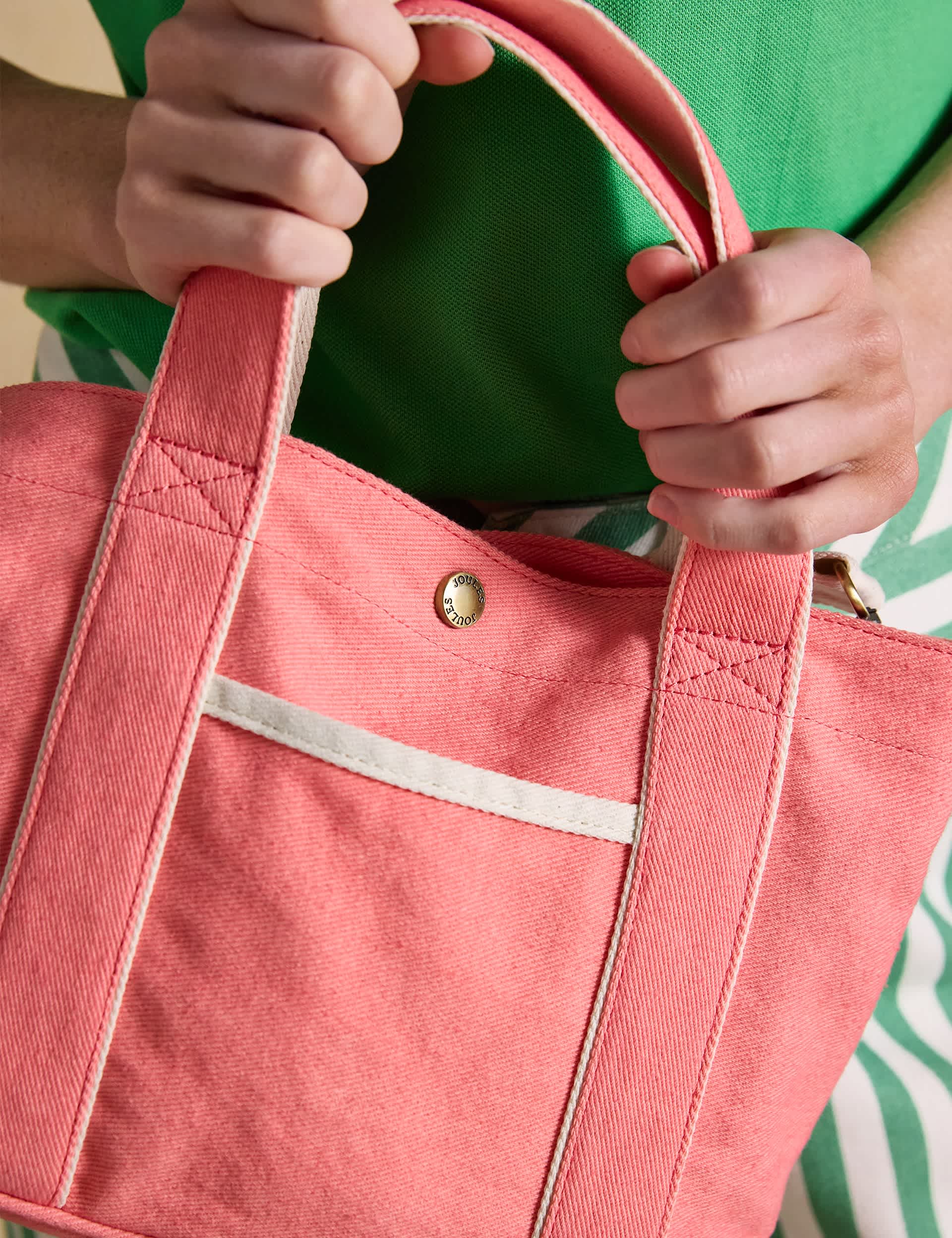 Joules mini cross body tote bag in cotton canvas, UK version