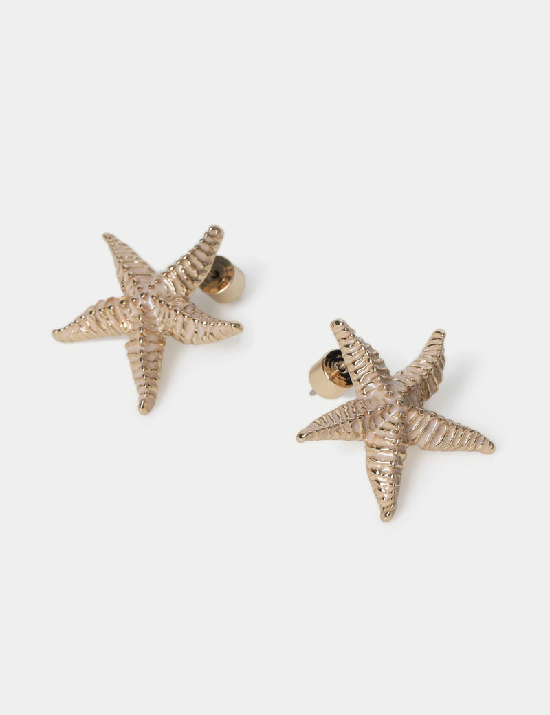 Mini enamel starfish stud earrings 24mm - British product