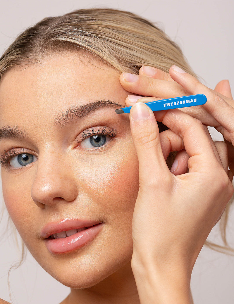 Tweezerman Mini Slant Tweezer Bahama Blue, imported from the UK