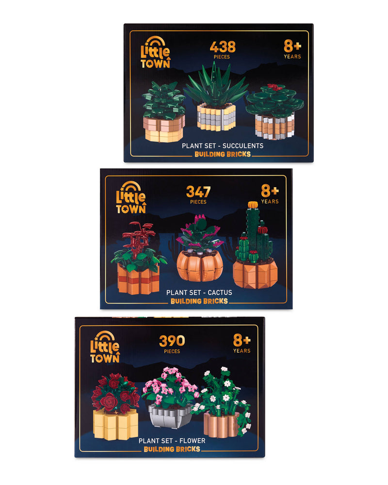 Mini building blocks set for cactus, flowers or succulents (British brand)