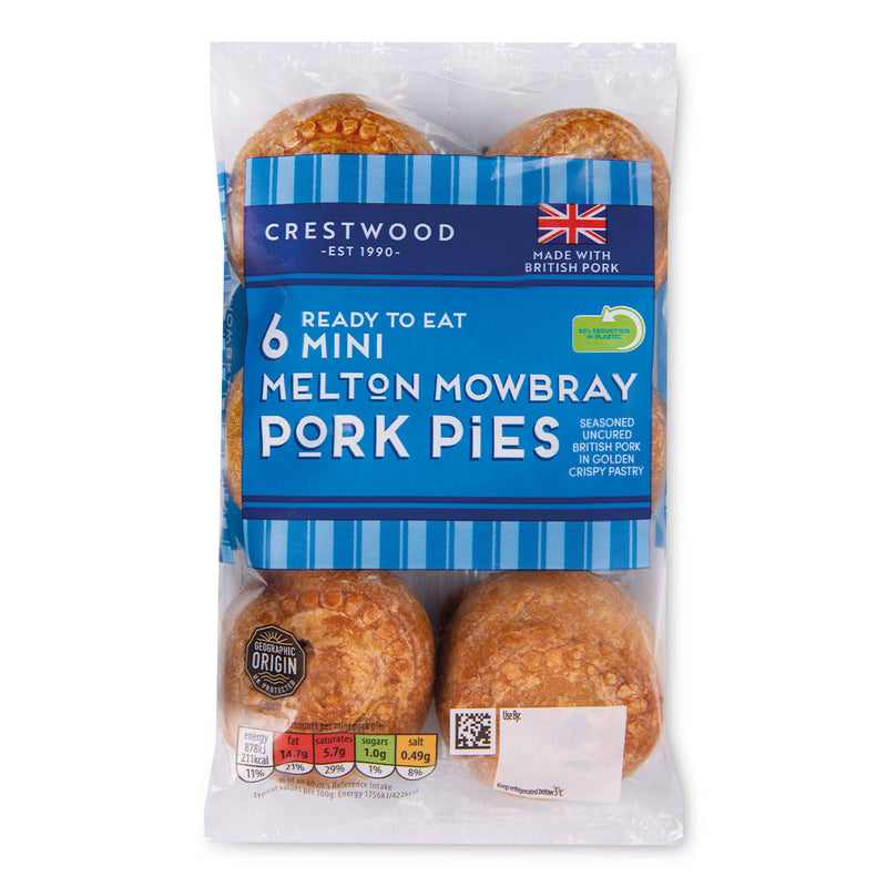 Mini Melton pork pies 6 pack, a UK snack - British product