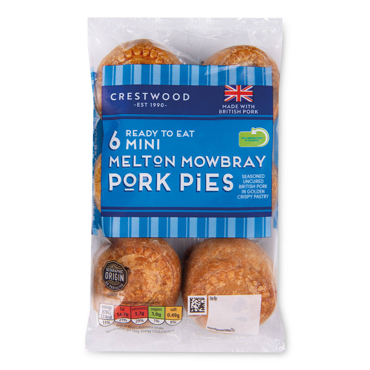 Mini Melton pork pies 6 pack, a UK snack - British product