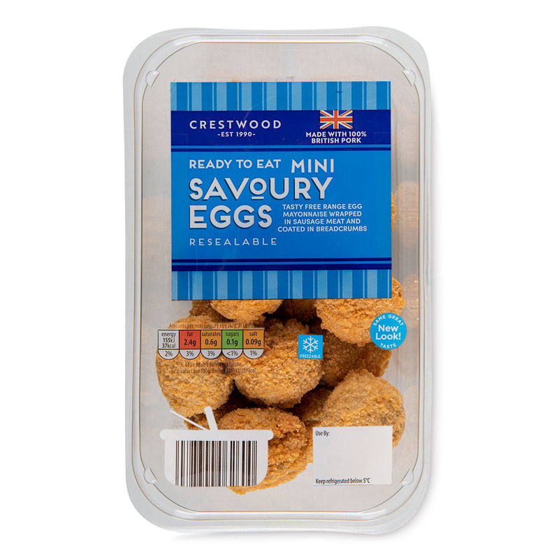 Mini savoury eggs with pork sausagemeat and smoked bacon - British product