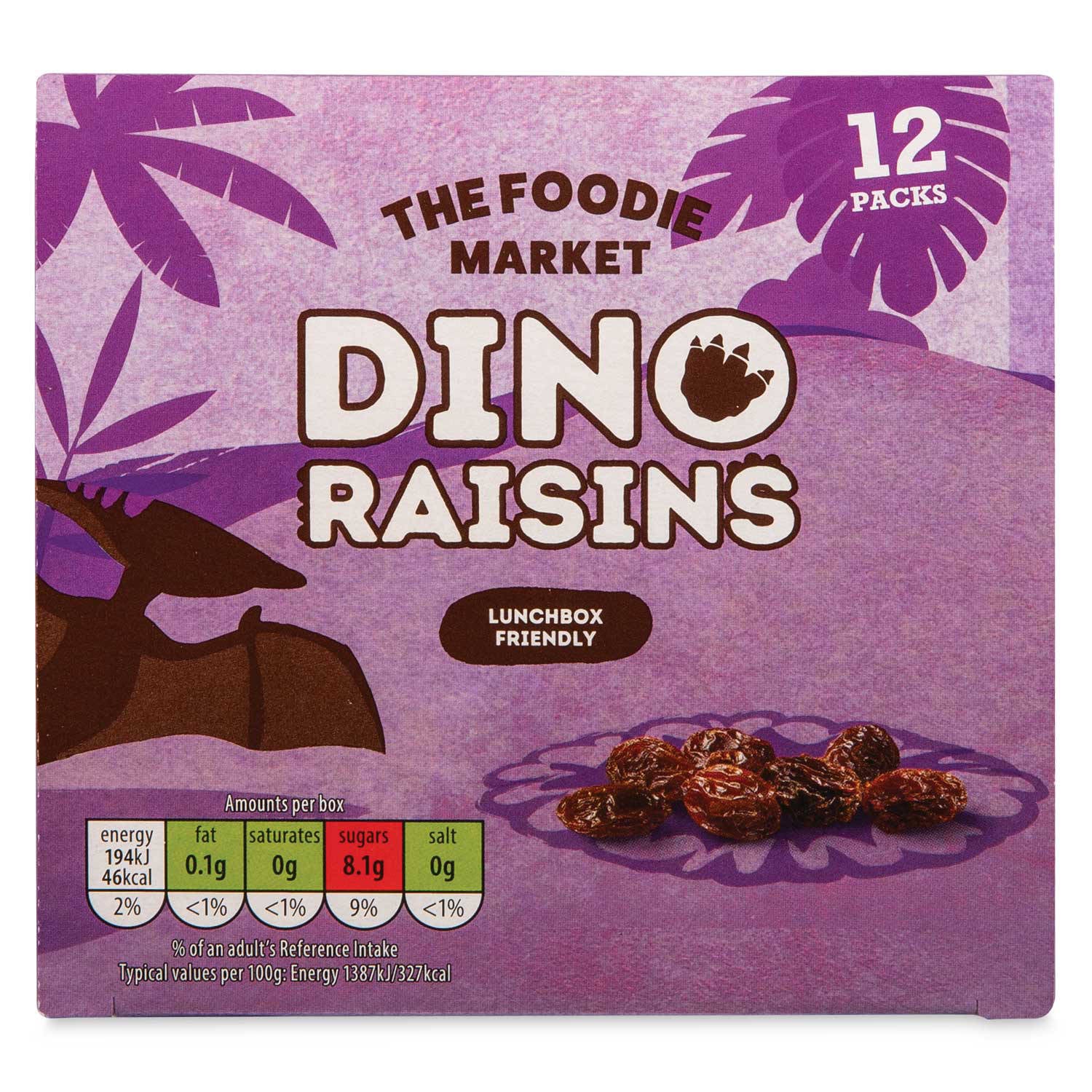 Mini snack raisins 12 pack of 14g sachets (British brand)