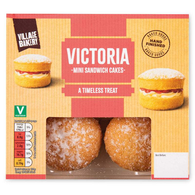 Mini Victoria sponge cakes, free from molluscs, imported from the UK