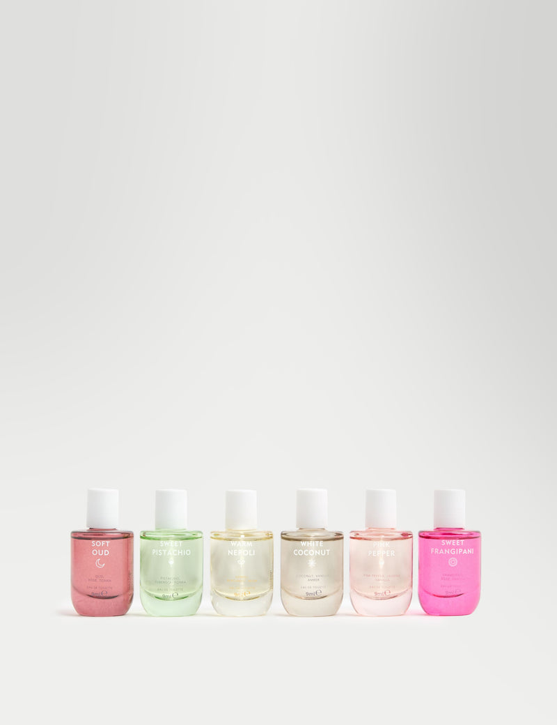 Minis discovery collection fragrance set six 9ml eau de toilette scents, imported from the UK