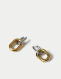 Mixed metal link drop earrings, hinged fastening, UK version