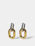 Mixed metal link drop earrings, hinged fastening, UK version