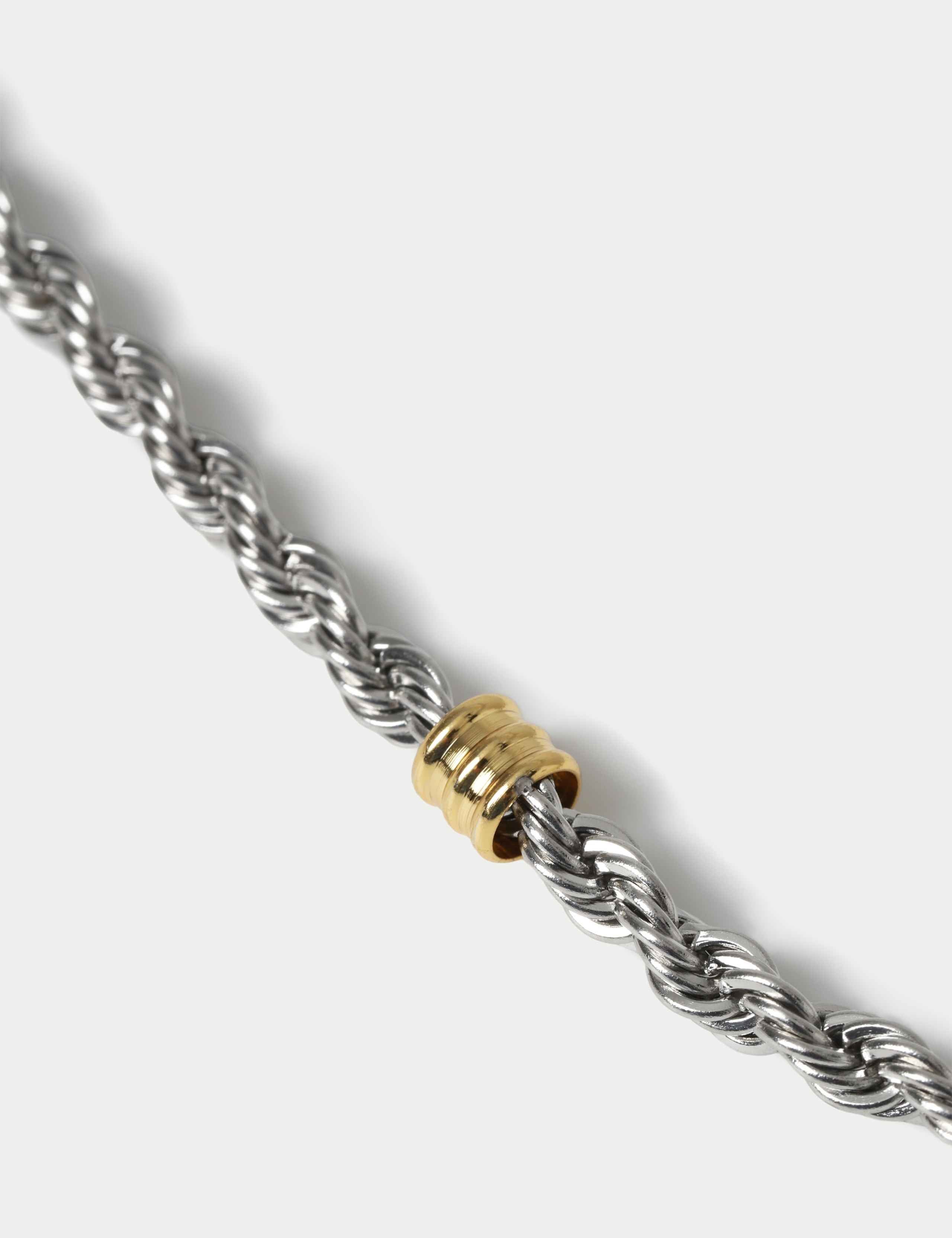 Mixed metal textured chain necklace (British brand)