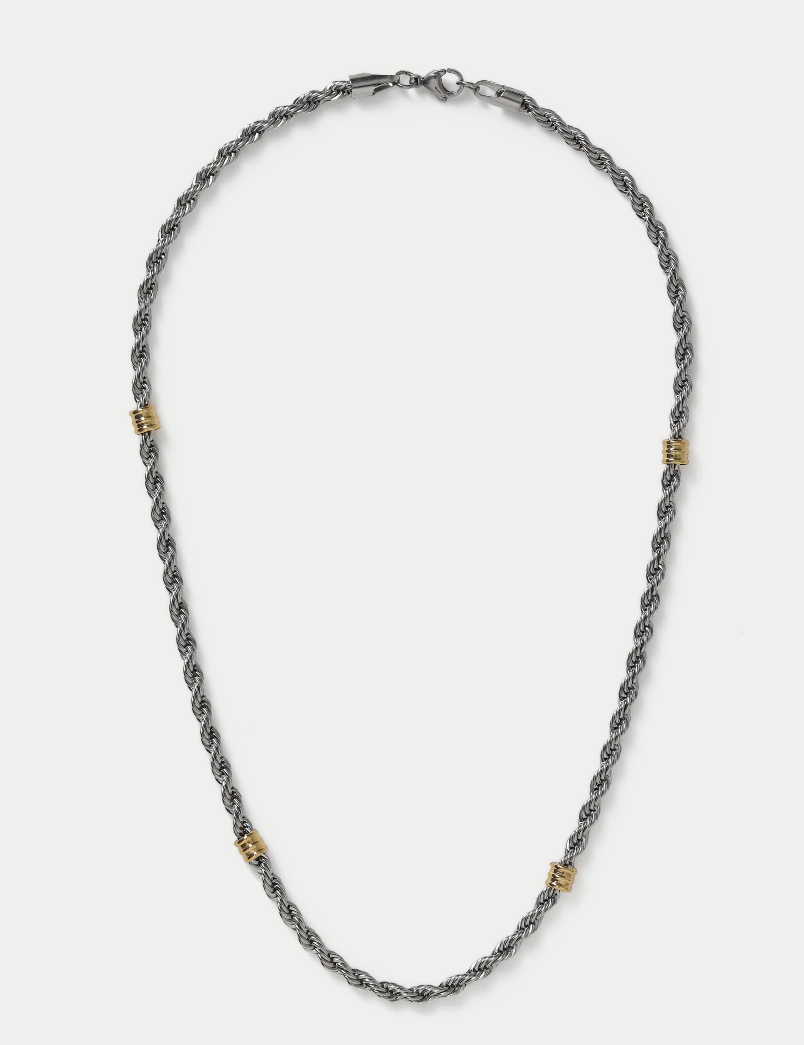Mixed metal textured chain necklace (British brand)