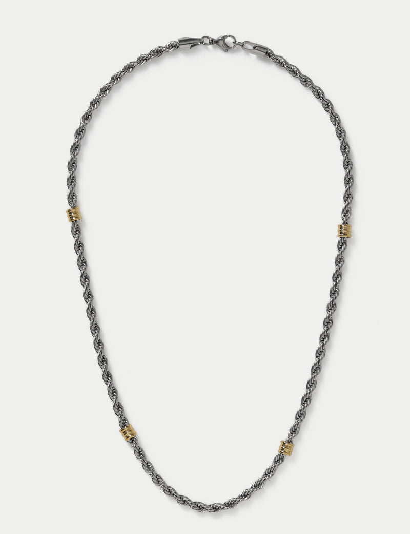 Mixed metal textured chain necklace (British brand)