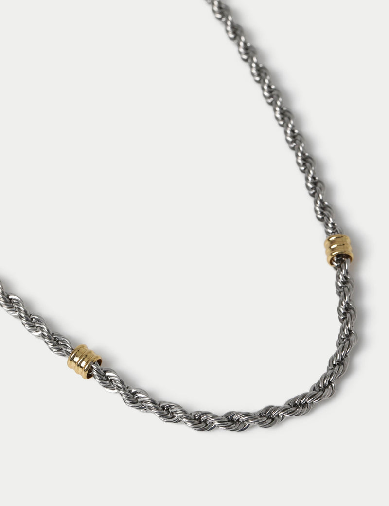 Mixed metal textured chain necklace (British brand)