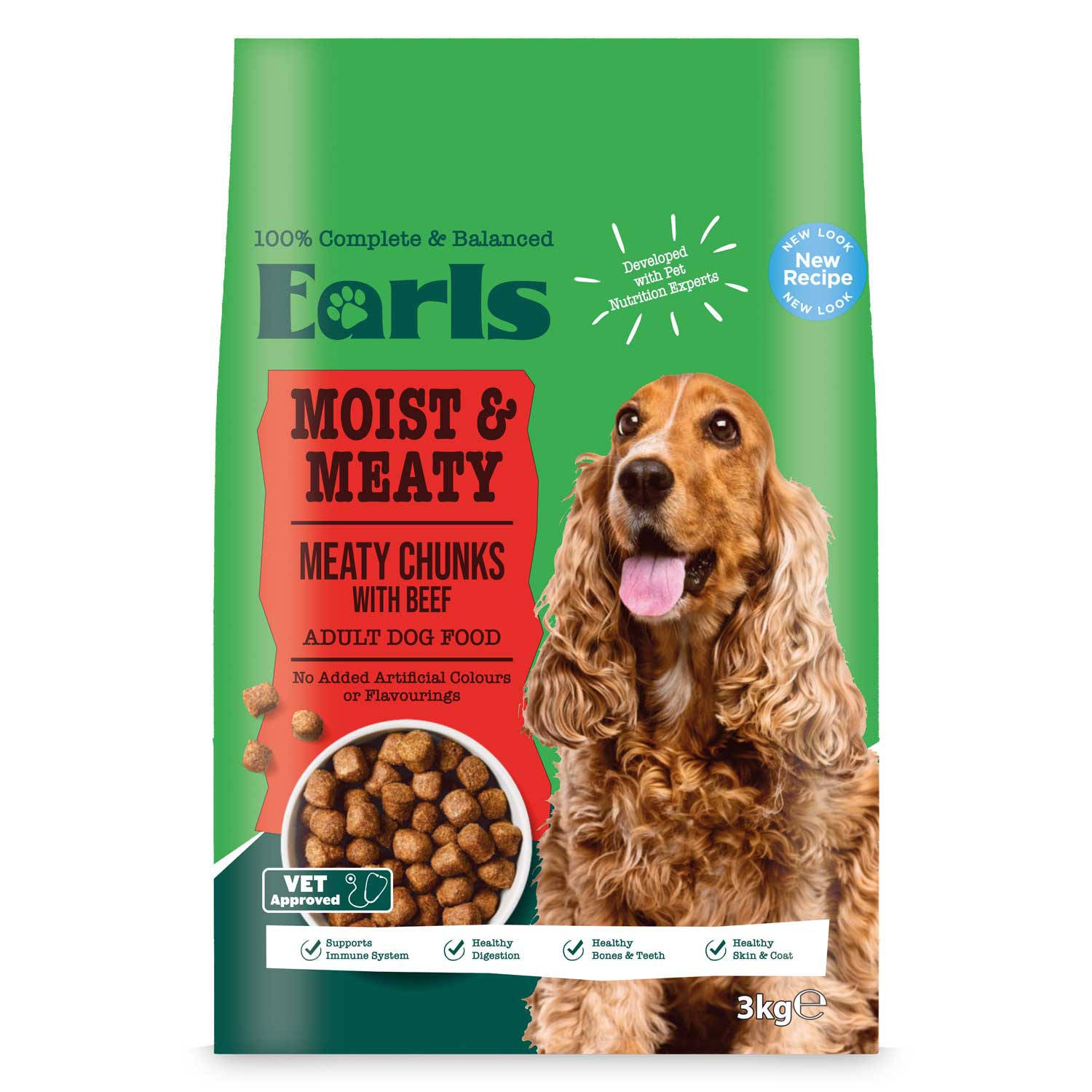 Earls Moist & Meaty complete dog food for adult dogs (British brand)