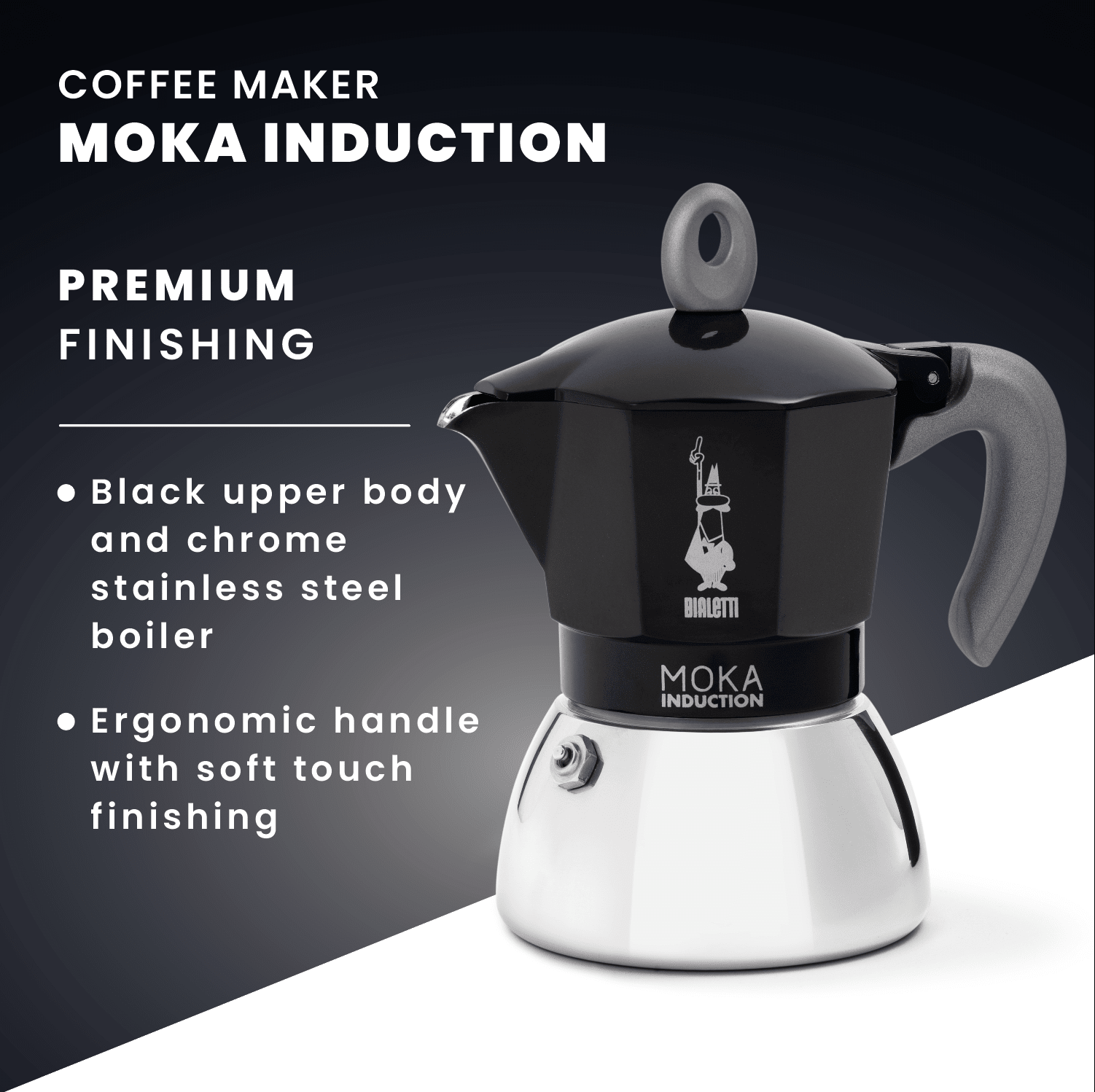 Bialetti Induction Moka Pot black 4-cup - British product