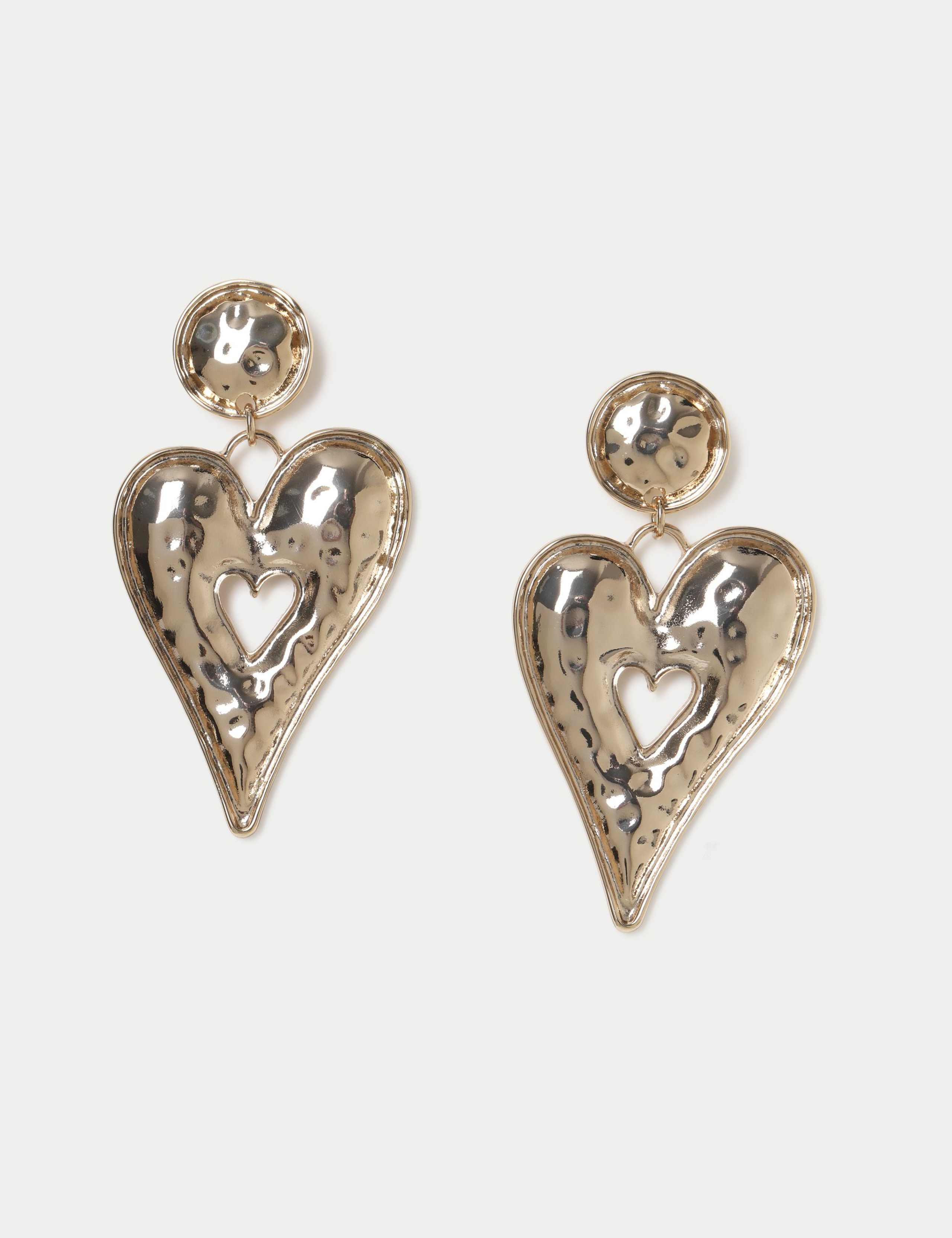 Molten Heart oversized drop earrings 79mm, UK version
