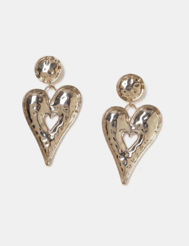 Molten Heart oversized drop earrings 79mm, UK version