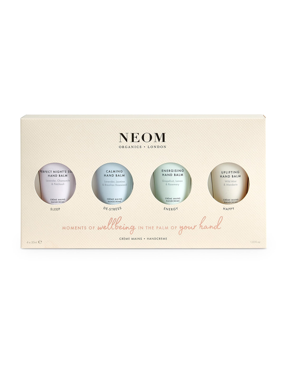 NEOM Wellbeing hand balm collection 215g, imported from the UK
