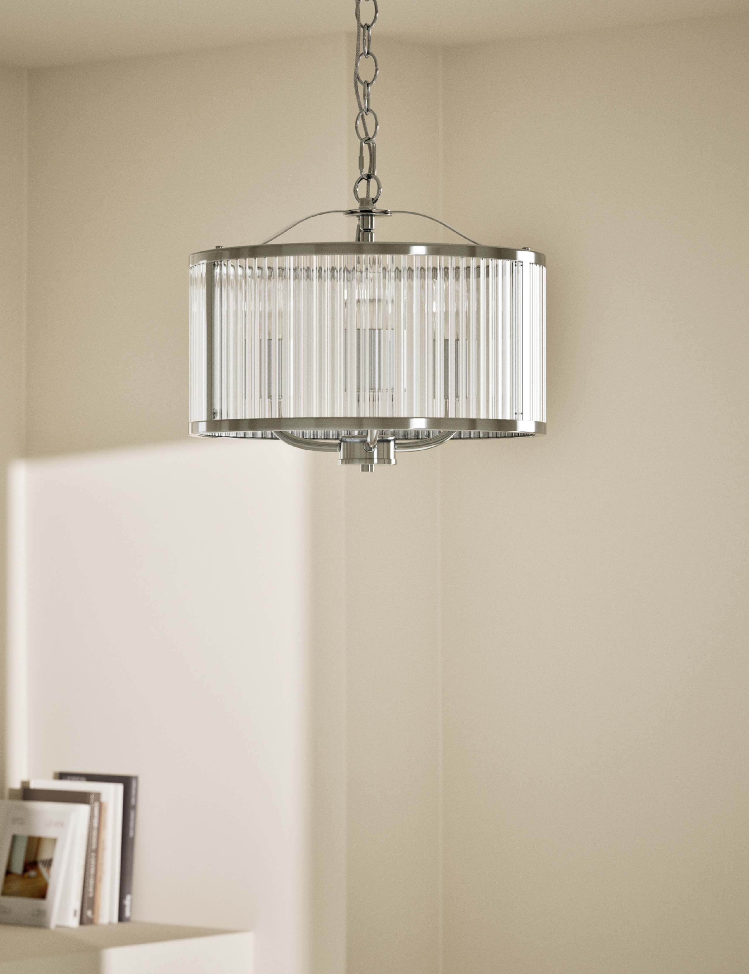 Monroe chrome pendant light 102cm (British brand)