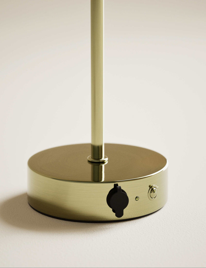 Monroe rechargeable table lamp satin brass finish - British product