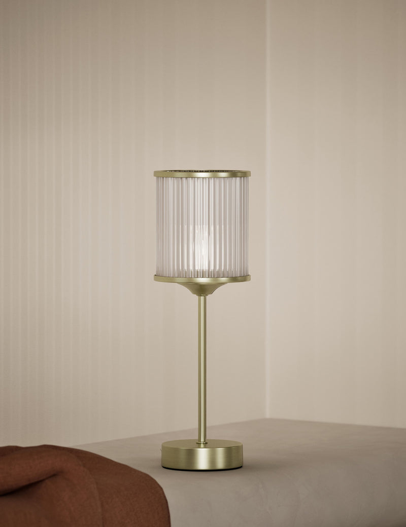 Monroe rechargeable table lamp satin brass finish - British product