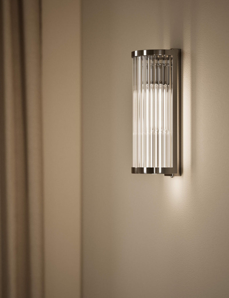 Monroe wall light ribbed glass polished metal, UK version