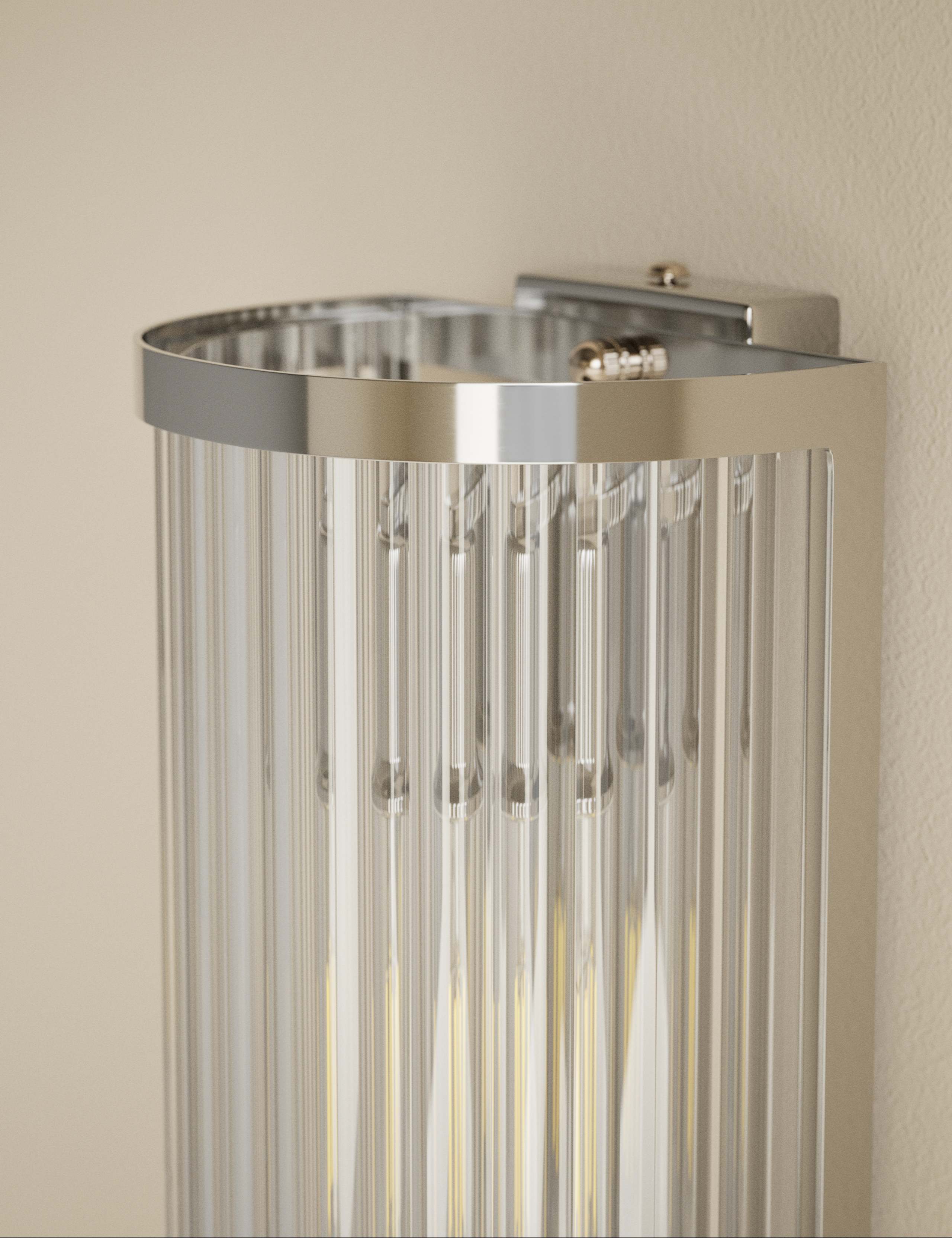 Monroe wall light ribbed glass polished metal, UK version