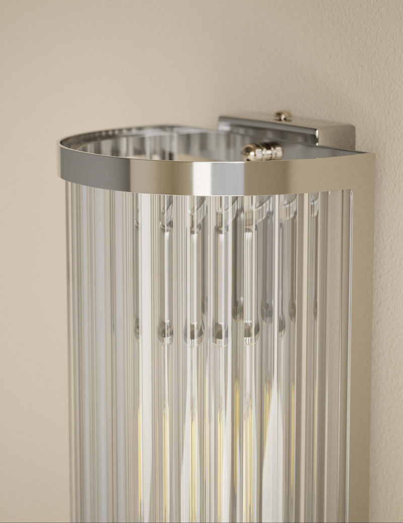 Monroe wall light ribbed glass polished metal, UK version