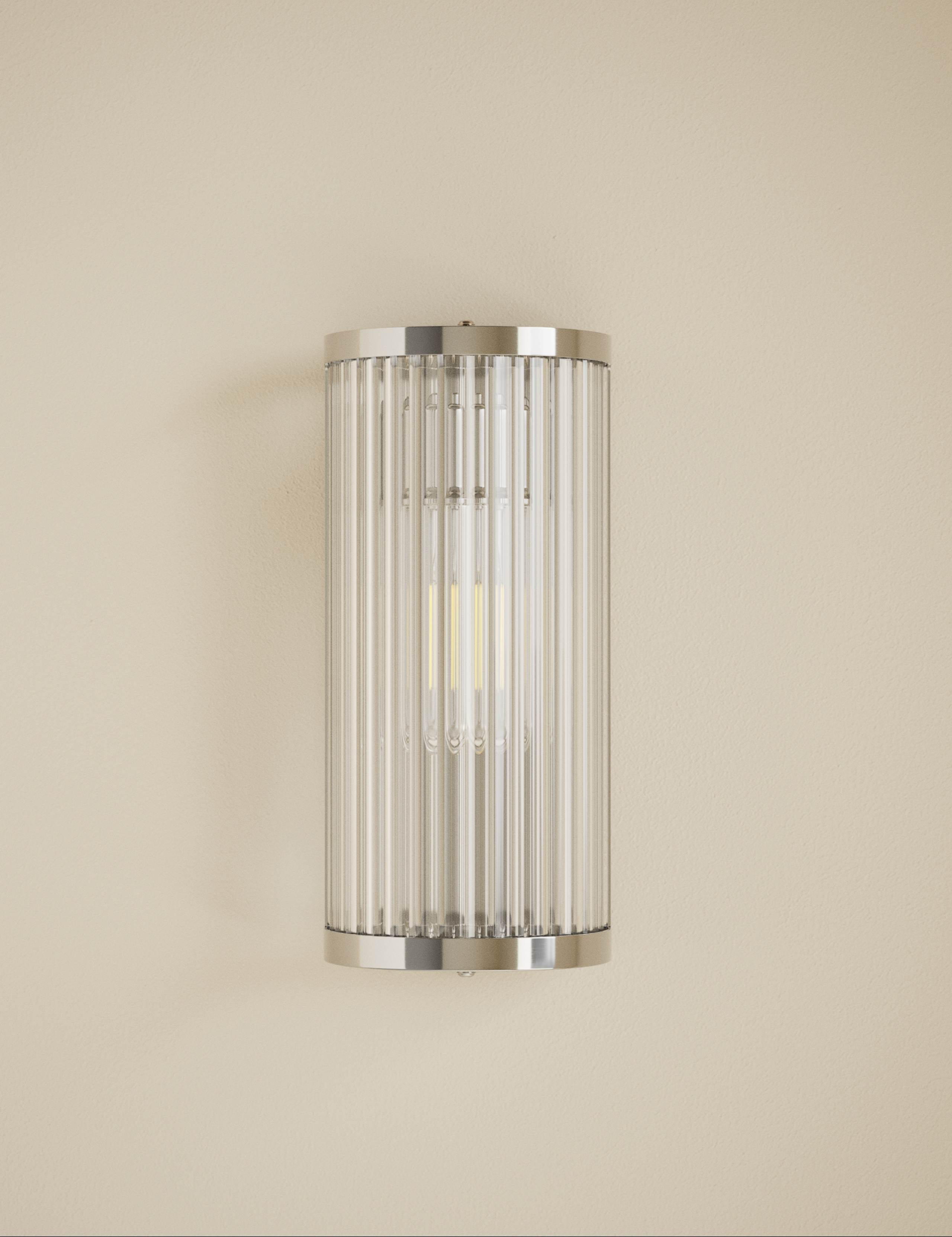 Monroe wall light ribbed glass polished metal, UK version