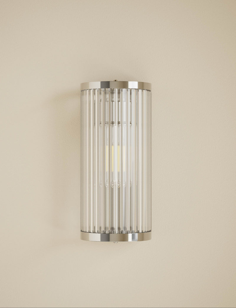 Monroe wall light ribbed glass polished metal, UK version