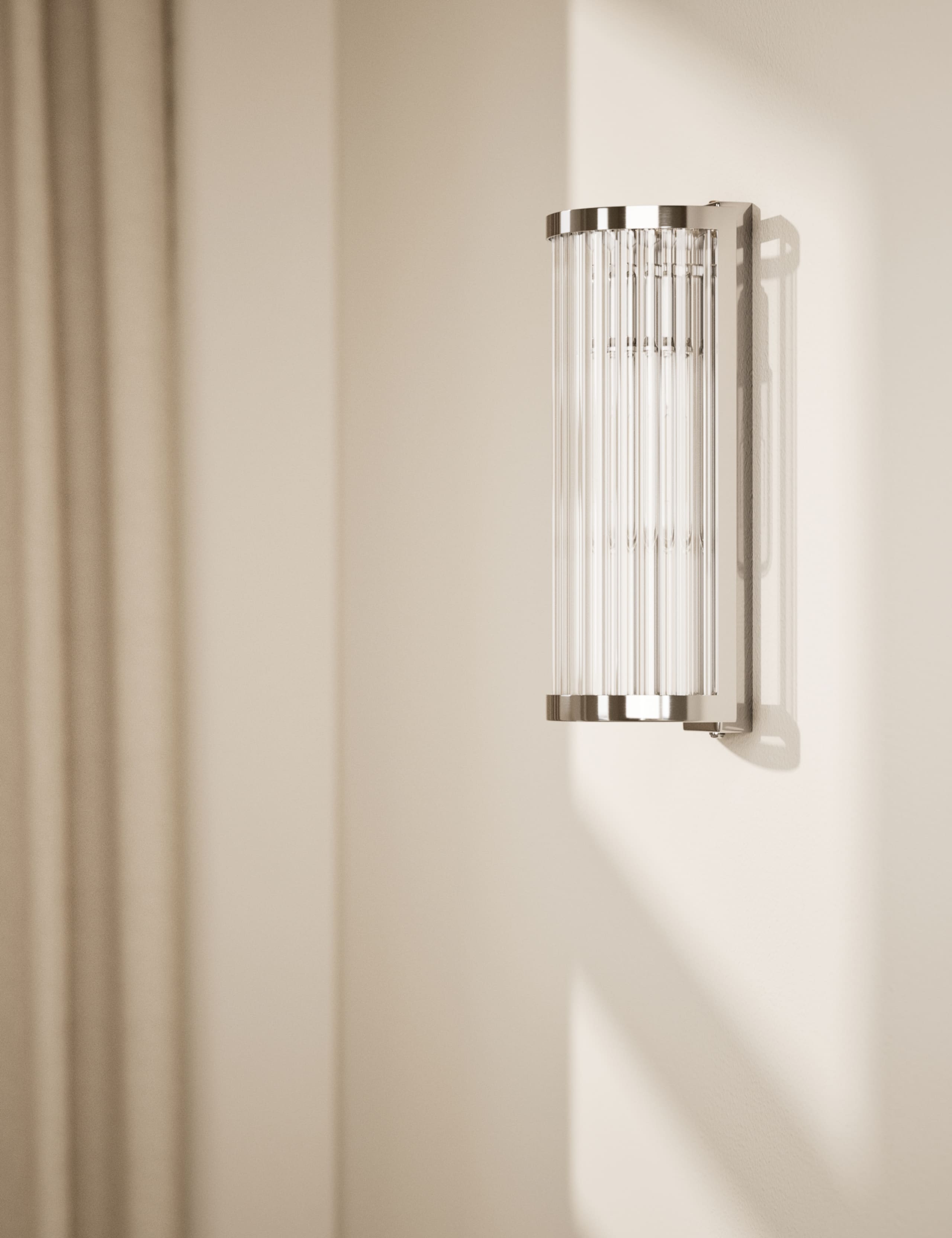 Monroe wall light ribbed glass polished metal, UK version