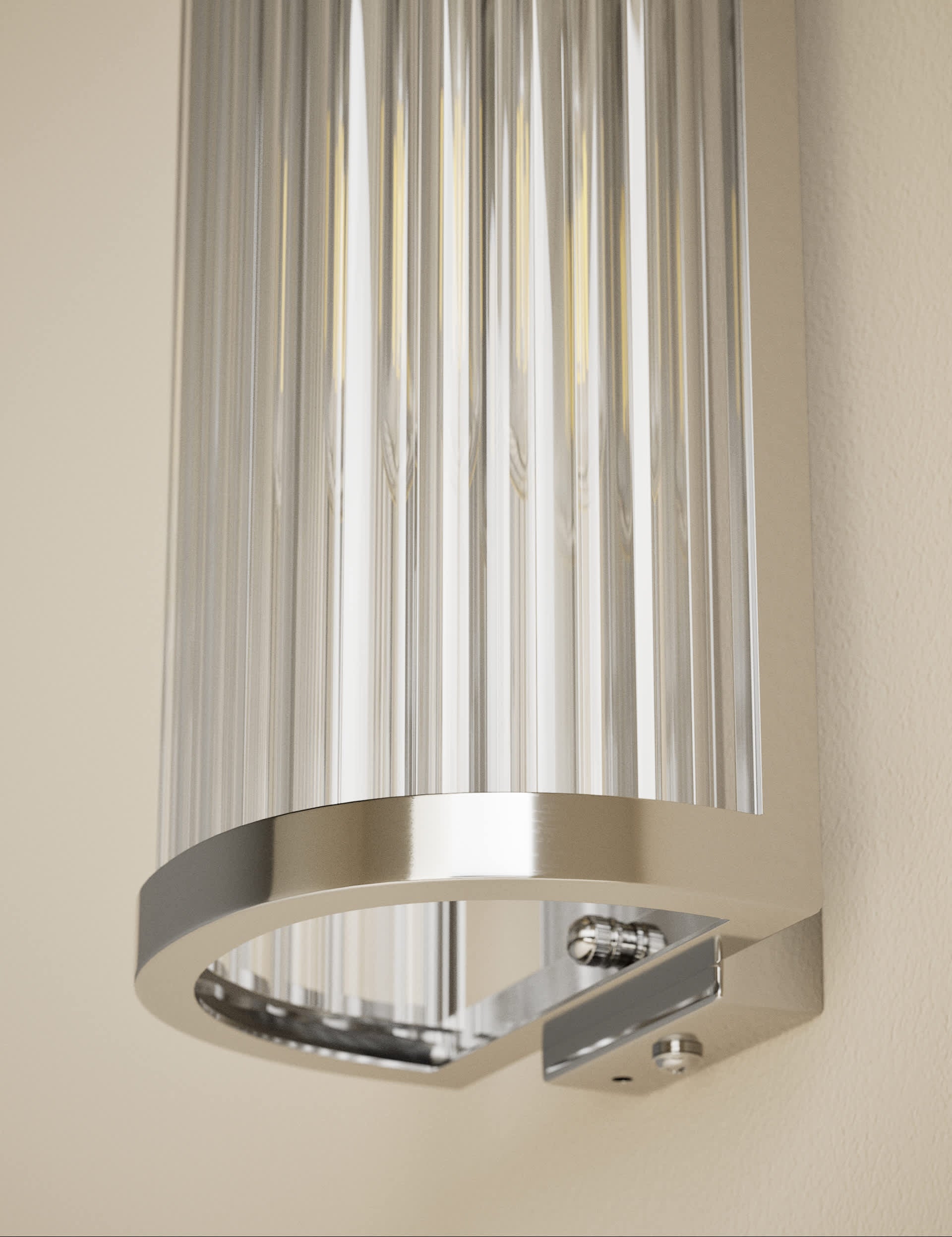Monroe wall light ribbed glass polished metal, UK version