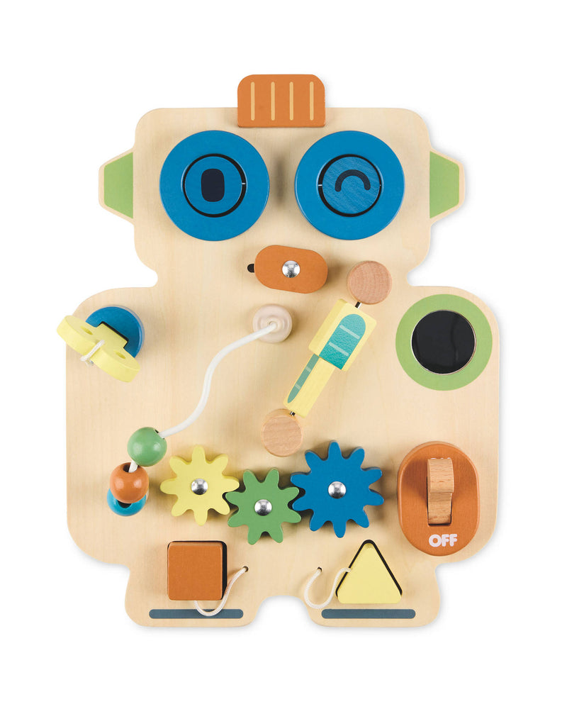 Montessori busy board sensory toy, Robot or Unicorn design, UK version