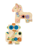 Montessori busy board sensory toy, Robot or Unicorn design, UK version