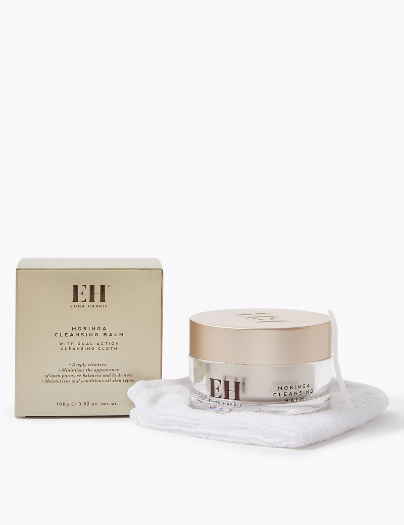 Emma Hardie Moringa Cleansing Balm with Cleansing Cloth 100g, imported from the UK