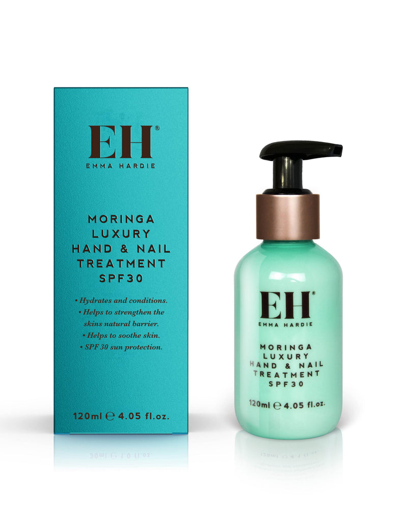 Emma Hardie Moringa Luxury Hand & Nail Treatment Cream SPF30 120ml, imported from the UK