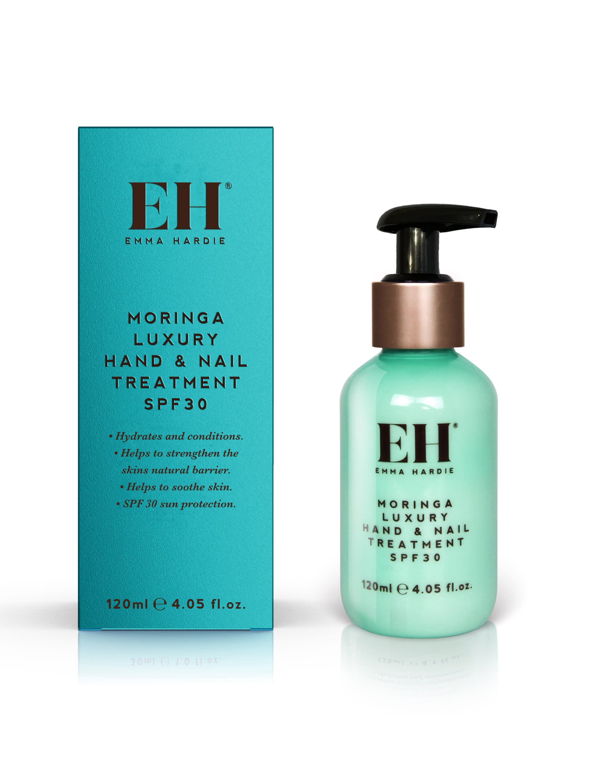 Emma Hardie Moringa Luxury Hand & Nail Treatment Cream SPF30 120ml, imported from the UK