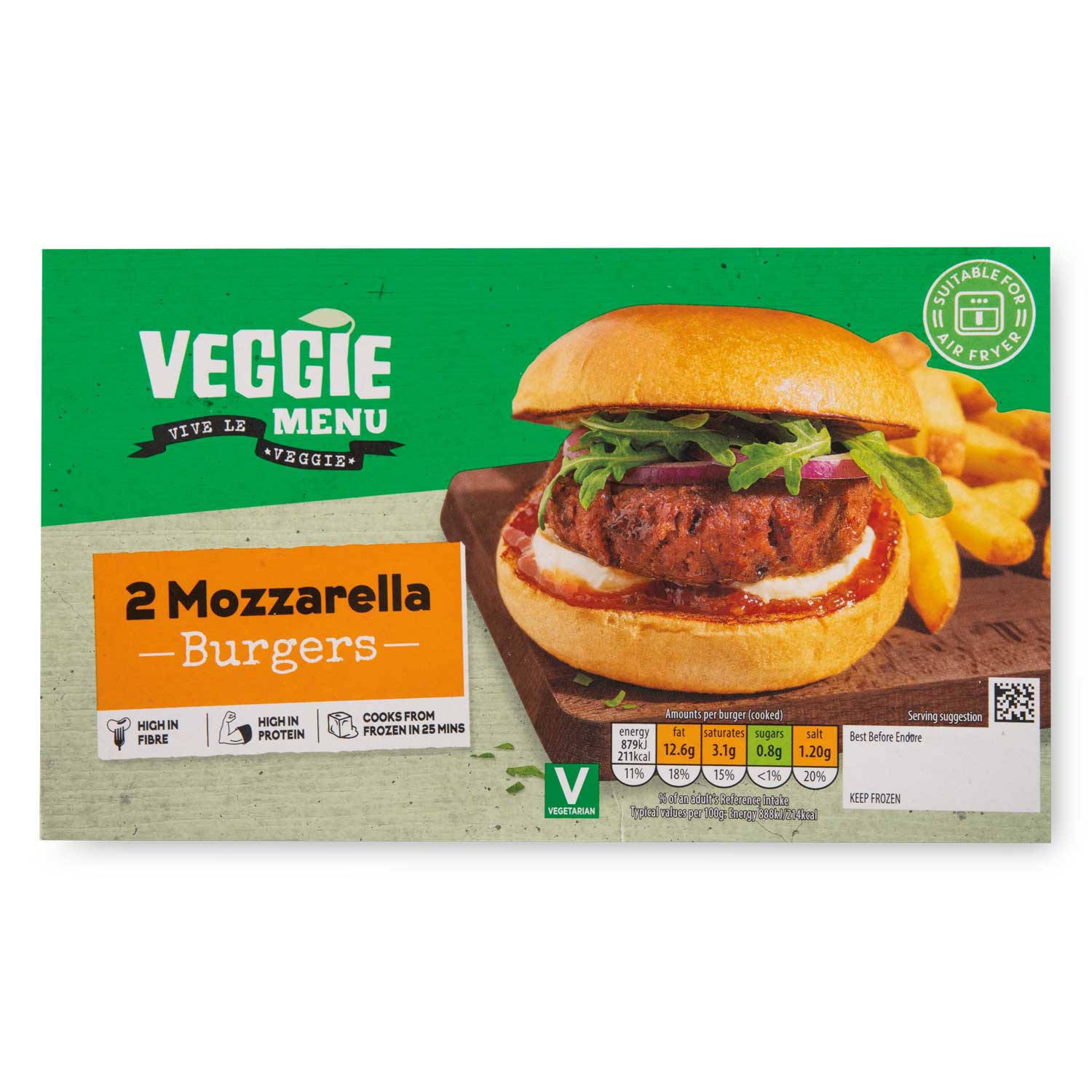 Mozzarella and soya protein burgers 2 pack, UK version