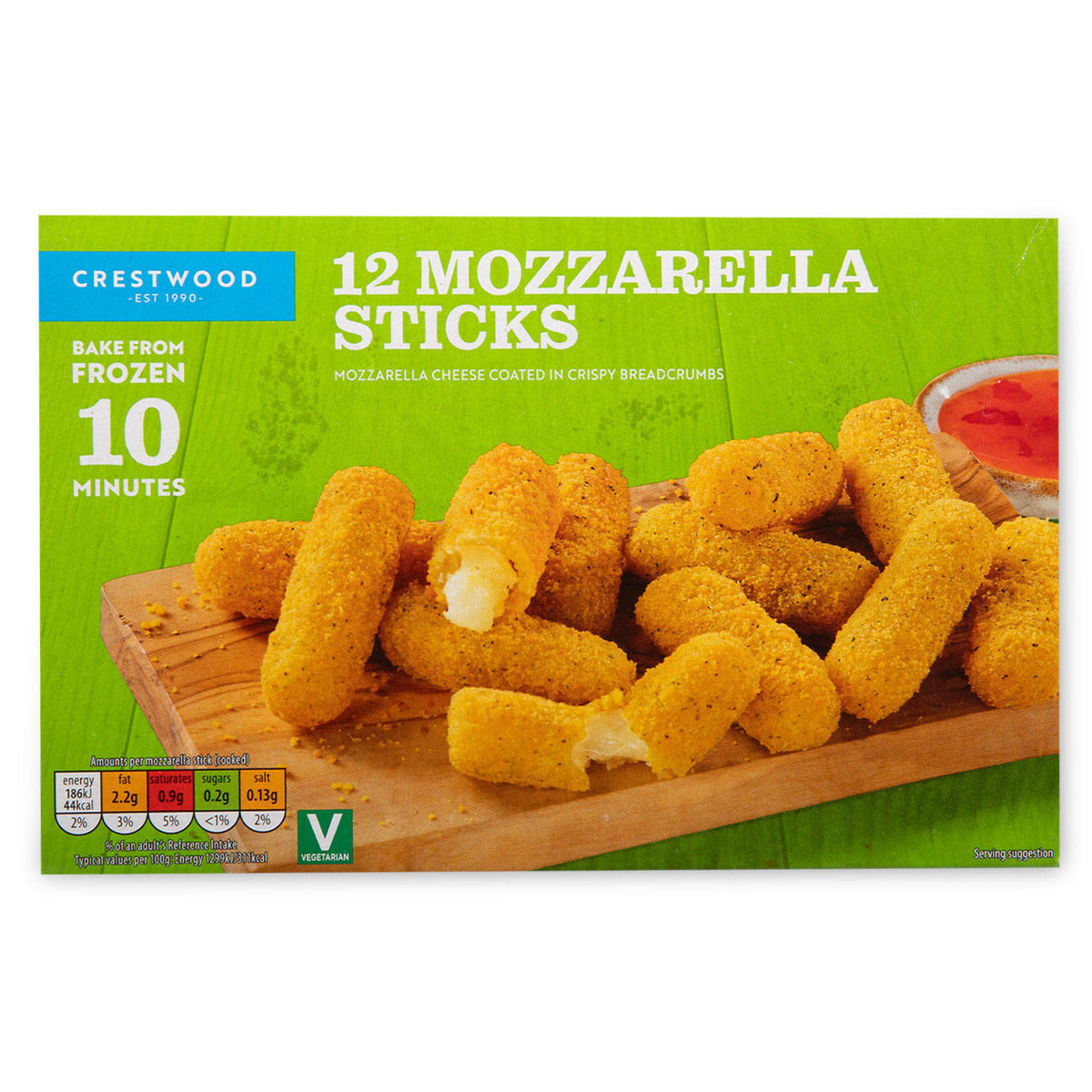 Frozen vegetarian mozzarella sticks 12 pack, UK version