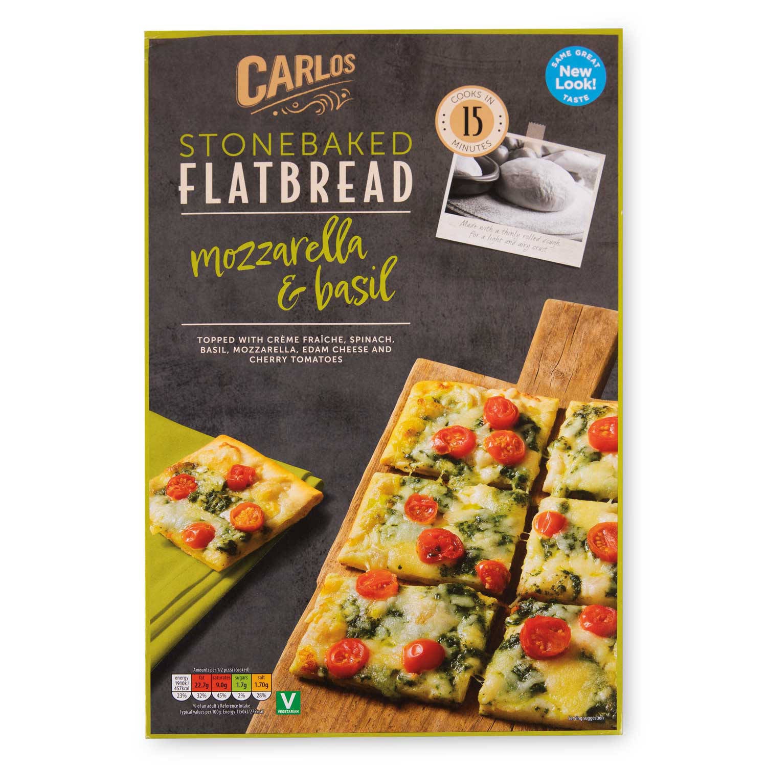 Mozzarella and basil stonebaked flatbread, UK version
